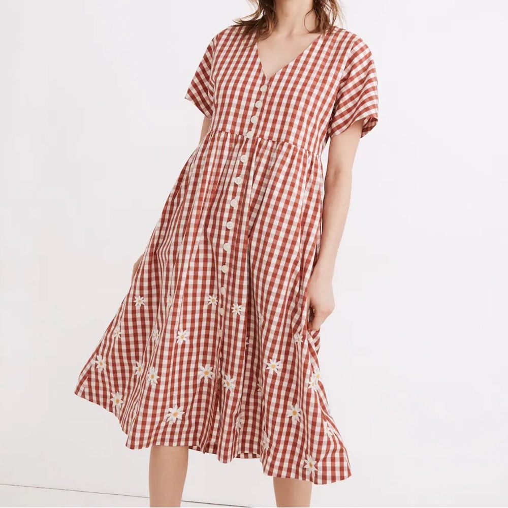 Madewell checkered midi dress
